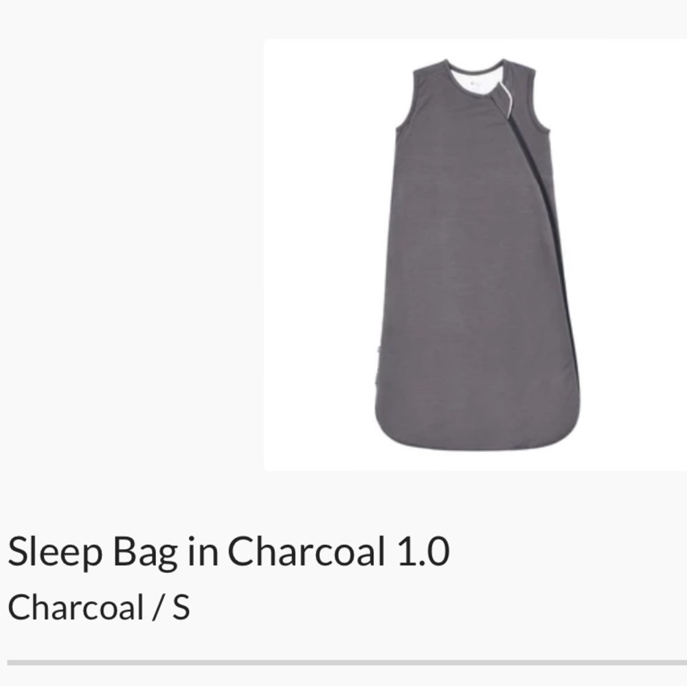 Kyte Baby sleep sack size Small 1.0 Tog. Charcoal gray